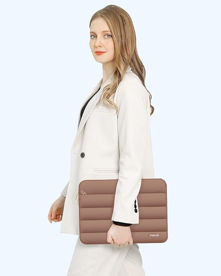MOSISO 13.3 inch Laptop Case, 13-13.3 inch Puffy Laptop Sleeve Compatible with MacBook Air 13 13.6 M4 M3 M2 M1/Pro 13/Pro 14, HP Dell ASUS Lenovo,Polyester Horizontal Bag with Small Case, Mocha