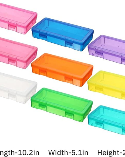 novelinks Medium Plastic Storage Boxes with Latching Lids – 9 Pack Stackable Craft Organizers for Supplies, Pencils, Crayons, Beads, Stationery & Classroom Use(9 Pack Medium -Color)