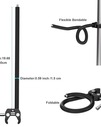 Mippko Gooseneck Microphone Stand,19.69" Flexible Adjustable Arm Super Crab Clamp Mic Clip 3/8"-16 to 5/8"-27 Adapter Mount,Compatible with Shure/Fifine / AT2020 / Pyle/Blue Snowball/Razer