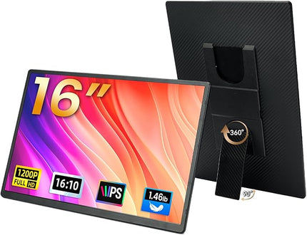 Larksmile 16” Laptop Screen Extender - 1200P FHD IPS Screen Monitor HDR External Display with Stand Portable Travel Monitor for Laptop Windows Mac Phone Switch