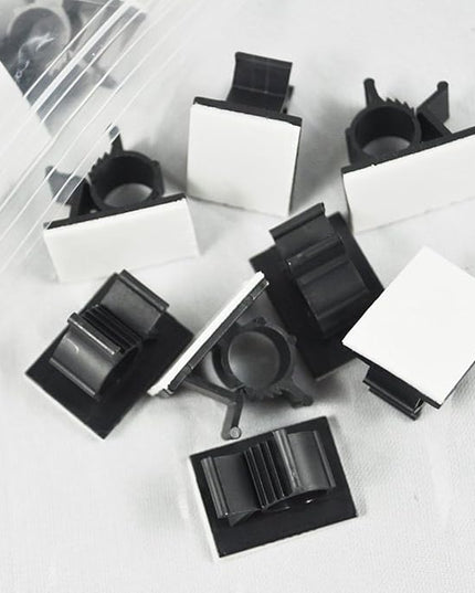 Viaky 30 Pcs Black Clips Self Adhesive Backed Nylon Wire Adjustable Cable Clips Adhesive Cable Management Drop Wire Holder