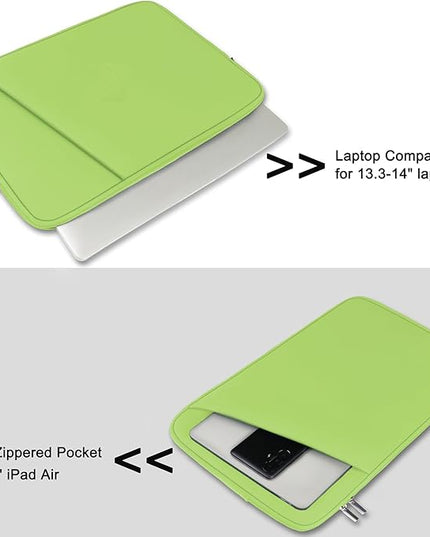 Askuko Laptop Sleeve 14 inch, Shockproof Protective Computer Cover, Durable Carrying Bag Laptop Case Compatible with 14"" MacBook Air/Pro HP Asus Lenovo Notebook, Light Green