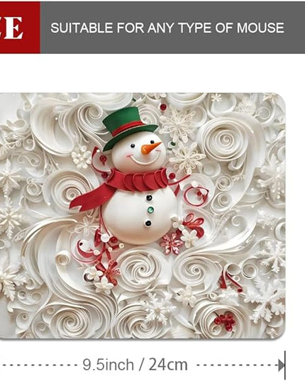 Christmas in The Snow Square Mouse pad, Texture, Waterproof, Anti Slip Rubber Base, Computer Mouse pad, Laptop Mouse pad