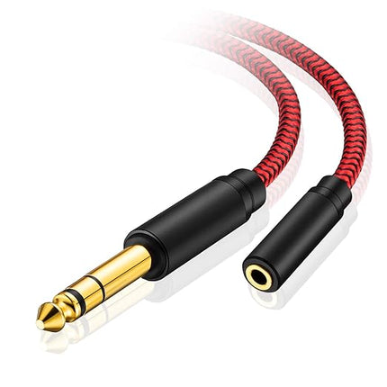 Jelly Direct 6.35mm Male to Female Stereo Headphones Adapter, 15ft, TRS 1/4 to 3.5mm Cord, Quad-Layer Shielded, Gold-Plated Contacts, Premium Metal Shell, 12 Months Warranty