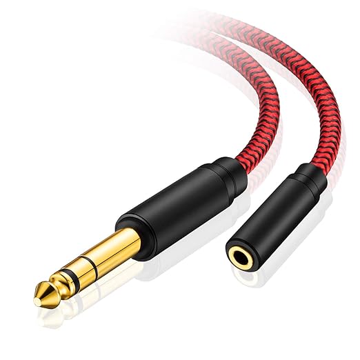 6.35 Male to Female 3.5 Headphones Adapter,TRS 1/4 to 3.5mm Stereo Cord 6.35mm 1/4 Male to 3.5mm 1/8 Female for Amplifiers, Guitar Amp, Piano, Home Theater Devices, or Mixing Console (1.5Ft/0.5M)