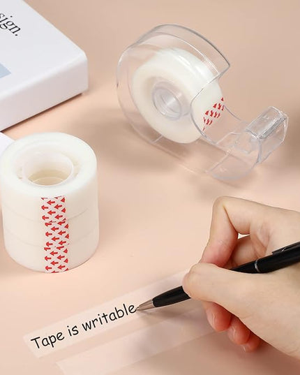 Yahenda 32 Pcs Invisible Tape and Refillable Dispensers Bulk 0.7 x 985 Inches Transparent Tape Refills Desk Dispenser for Office Home School