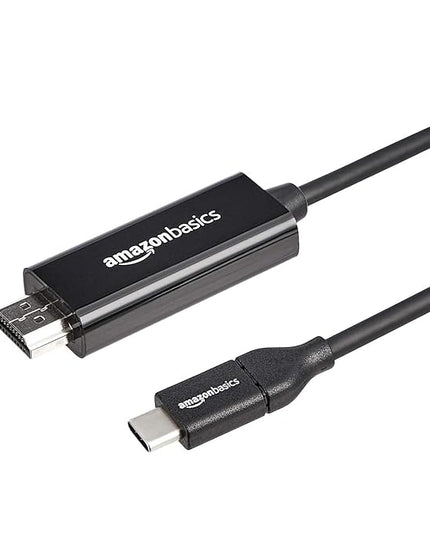 Amazon Basics USB-C (Source) to HDMI (Display) Cable Adapter (Thunderbolt 3 Compatible) 4K@30Hz, 6-Foot, Black