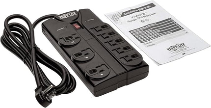 Eaton Tripp Lite Series TLP808B 8 Outlet Surge Protector Power Strip with Flat Plug, 1440 Joule Rating, Black, UL Listed & Certified, 8ft Extension Cord with Multiple Outlets for Home Office