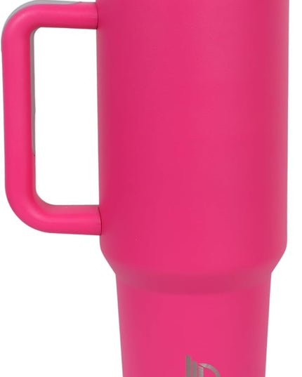 40oz Insulated Tumbler with Handle, Leakproof Straw Lid & Carry Handle - Double Wall Vacuum Insulation Keeps Ice 24 Hours, BPA Free Stainless Steel Water Bottle (Razzmatazz)