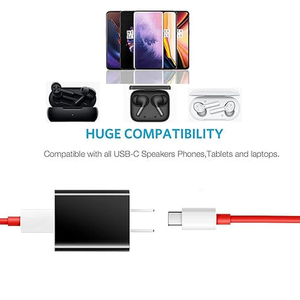 Replacement USB Type C Fast Wall Charger Charging Cable Cord for OnePlus 10 PRO 8 N10 8T 7 7T PRO 6T 5T 3 3t 5 Nord N100 Nord N200 Nord 2 Phone,OnePlus Buds Z Buds Z2 Buds Pro Earbuds (Red)