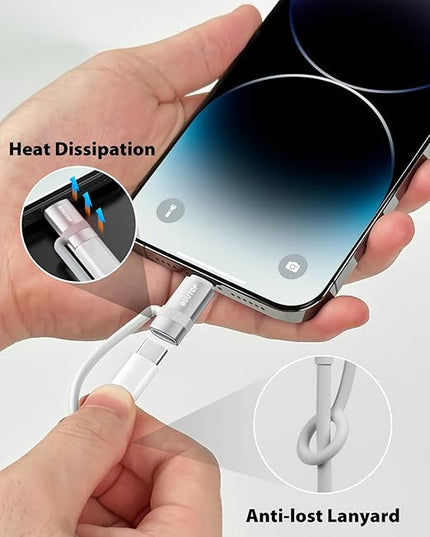 [MFi Certified] 36W USB C to Lightning Adapter, Support PD Fast Charging Compatible with iPhone iPad Airpods, with Anti-Lost Holder Silver -2 Pack