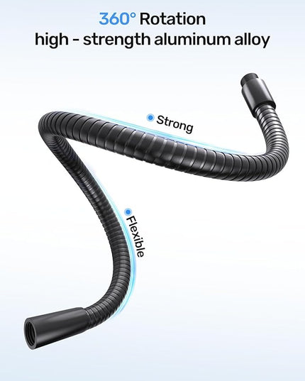 19" Universal Flexible Microphone Gooseneck Stand, 5/8"Male and Female Threads, High Load-bearing, Durable Aluminum Alloy Construction for DIY Projects, Black