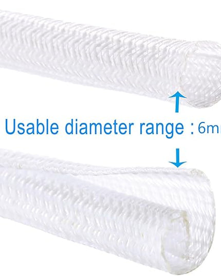 1/4" x50ft Split Sleeve Cable Organizer - Wire Protector Sleeving for Desk, PC, TV, Home Office | Cord Management Cover, Easy Install, White