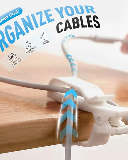 Movable Cord Holder for Nightstand, 2026 New Upgrade Cord Organizer Holder, Cable Organizers USB Cable Holder Wire Organizer Cord Clips, Cable Hider for Home, Office,Cubicle Accessories (3, White)