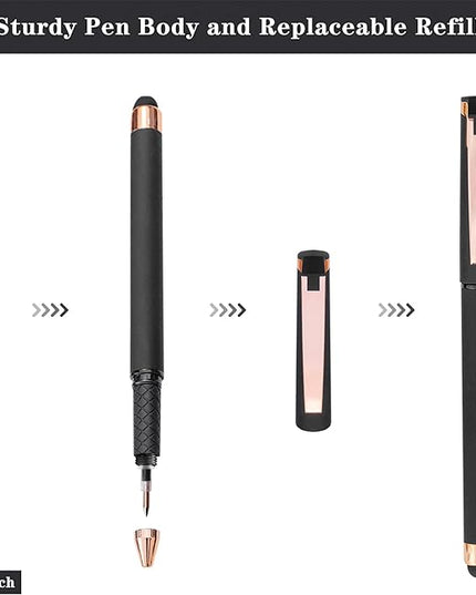 Linbsunne Black Gel Pens 0.7mm Medium Point Pen Office Pens 2-in-1 Stylus Pens for Touch Screens Gel Ink Rollerball Pens for Writing (18 Pack-black)