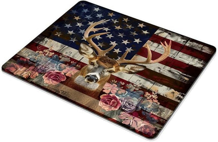 Square Mouse Pad Majestic Deer Wreath and National Flag-8,Gaming Mouse Pads for Desk,Soft Computer Waterproof Non-Slip Mouse Mat
