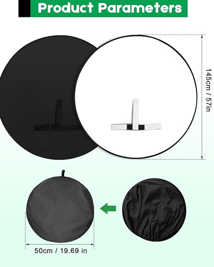 Portable Black White Screen Chair, 57 in Greenscreen Backdrop with Stand Double Sided Foldable Green Background, Chroma Key, for Photography Streaming Gaming Photo Zoom Video Chats and Meeting