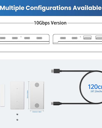 EJAY 5-in-1 Magnetic USB 3.0 Hub with SD/TF Card Reader, 2 USB-A + 1 USB-C Ports, Includes Sliding Rail, Screws & Sticky Pads for MacBook Laptop PC Silver