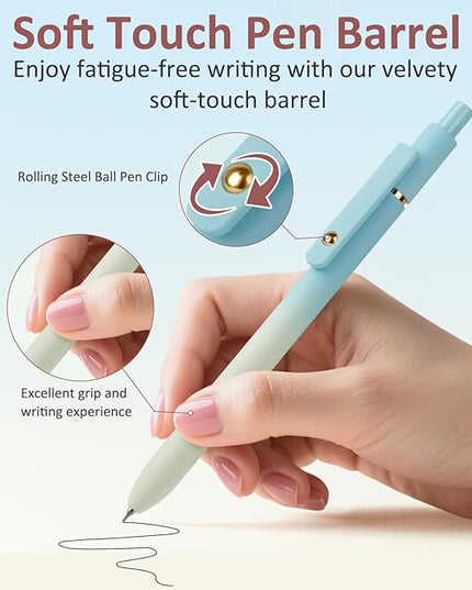 FIOVER Gel Pens, 6 Pcs 0.7mm Comfort Grip Quick Dry Black Ink Pens Fine Point Smooth Writing Pens, Cute Office Back to School Supplies Gifts for Women (6PCS Gradient Black Ink)