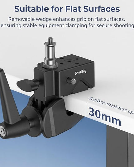 SMALLRIG Super Clamp Kit, Heavy Duty Max Load 33lb /15kg, with a 1/4"-20 & a 3/8"-16 Top Screw on a 5/8" Stud, for Photography Studio Video Camera Lighting, for Round Pipe and Flat Surface