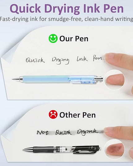 FIOVER Gel Pens, 6 Pcs 0.5mm Quick Dry Black Ink Pens, Fine Point Smooth Writing Pens, Retractable with Silicone Grip, High-End Cute Aesthetic Office School Supplies, Gifts for Women Men (6pcs black)