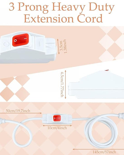Weewooday 3 Prong Outdoor Extension Cord with Waterproof Switch 1875W Heavy Duty 14/3 SJT Cable Inline On/Off 15A 125V Grounded Outlets Plugs for Appliances (White, 6.6 ft), (HU-XI-85)