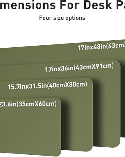 Aothia Desk Protector Mat, Mouse Pad, Non-Slip Waterproof PU Leather Desk Blotter, Laptop, Writing for Office and Home (23.6" x 13.7", Olive Green)