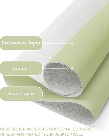 YSAGi Non-Slip Leather Desk Pad, Waterproof Laptop Computer Desk Keyboard Mat, Table Protector Blotter Mat, Large Mouse Pad for Office/Work/Home/Decor(Matcha Green, 23.6" x 13.7")
