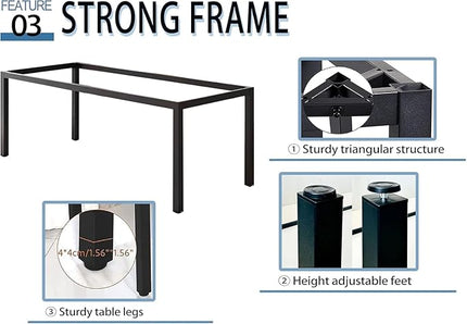 55 Inch Desk - Sturdy Metal Frame Computer Desk, Spacious Office Desk & Writing Desk with Easy Assembly, Durable Workstation for Home Office
