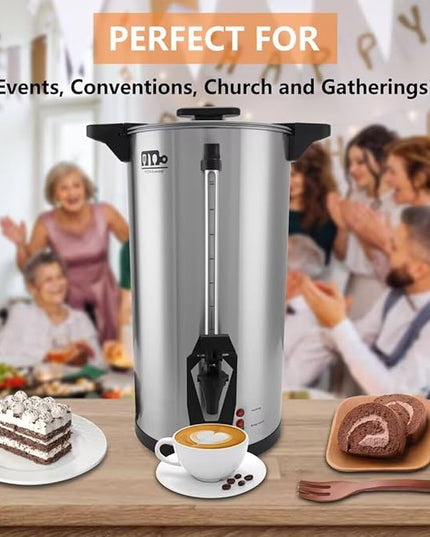 75 Cup 12L/3.17Gallon Commercial Coffee Urn, Festa Essential 950W Large Percolate Coffee Maker, Hot Beverage dispenser With Double Dripless Faucet, Quick-Brewing Hot Water Urn for Catering,Home,Events