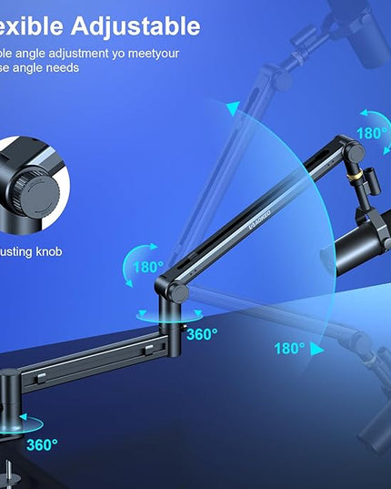 Microphone Arm,Aokeo AK-58 Desk Low Profile Adjustable Mic Boom Arm Stand,Suitable For Blue Yeti,Snowball iCE, HyperX QuadCast,SoloCast,Elgato Wave,Etc