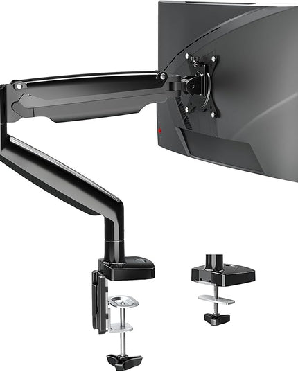 Single Monitor Mount Stand for 22-40" Computer Screens, Heavy Duty Gas Spring Monitor Arm Holds Up to 30.9 lbs, Adjustable Vesa Mount with C-Clamp & Grommet Base, Black