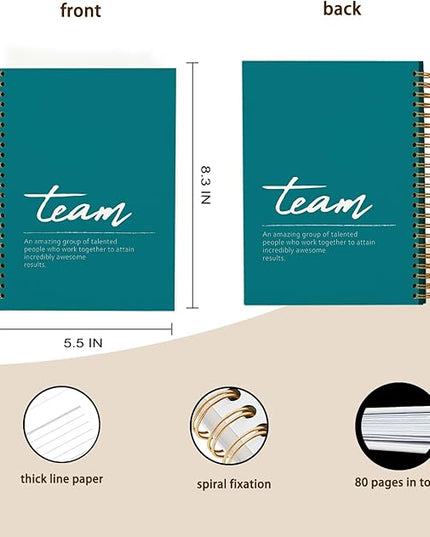 Turquoise Meeting Notebook for Work, Employee Appreciation Gifts, Team Gifts for Employees, Thank You Gifts for Women Men Leader Boss Mentor Manager Coworkers Going Away Retirement, 5.5"x8.3"