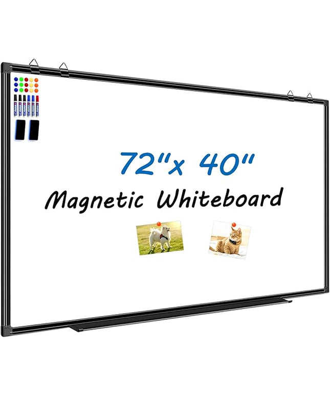 H-Qprobd Large White Board Dry Erase Board for Wall 72"X40" Magnetic Whiteboard with Long Pen Tray, Presentation Dry Erase Boards for Office, Classroom, School, Home