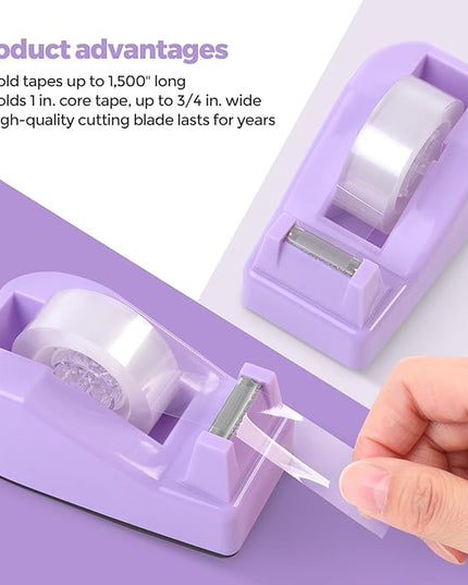 SKYDUE Purple Office Supplies Set, Purple Office Desk Accessories 10PCS, Pencil Holder for Desk, Stapler, Tape Dispenser, Scissors, Ruler, Binder/Paper Clips and 1000pcs Staples,Desk Supplies Set