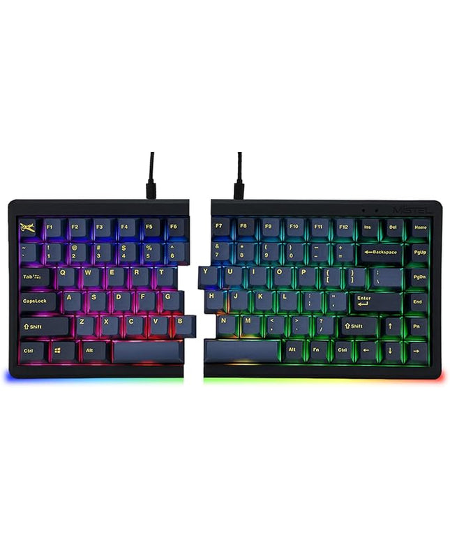 BAROCCOMiSTEL MD770 RGB BT5.0 Glaze Blue TKL Ergonomic Mechanical Keyboard, 75% Split Layout, Cherry MX, PBT DoubleShot Keycap, Mac/Windows OS Compatible (Cherry Silent Red)