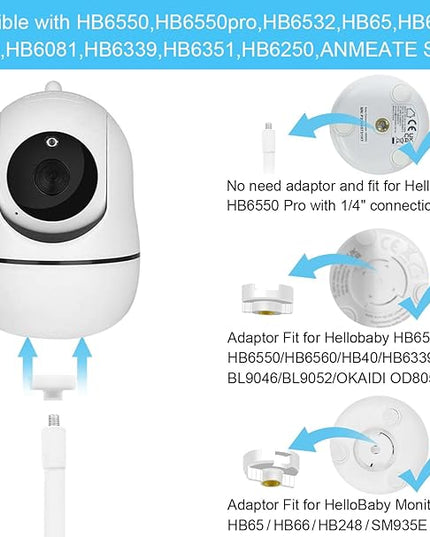 15.7 inches Baby Monitor Mount Compatible with HelloBaby HB6560/HB65/HB6550/HB6550 pro/HB66/HB248,ANMEATE SM935E Baby Monitor Camera Flexible Clip Clamp Mount Long Gooseneck Arm