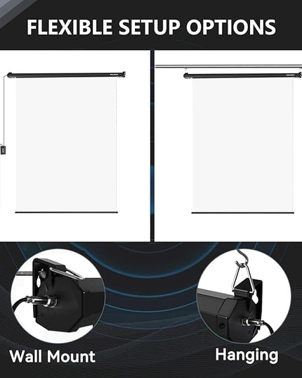 RAUBAY Motorized Pull Down White Screen Backdrop - 59.8" x 86.6" Collapsible Wall-Mount Background for Professional Video Production, Photography Studio, Video Conferencing and YouTube, TikTok Creator