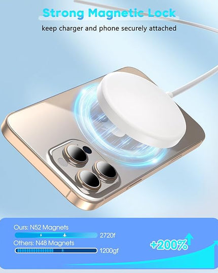 [Apple MFi Certified]Magnetic Wireless Charger for iPhone 17 16 15,10FT Fast Mag Safe Wireless Charging Pad with 20W USBC Charging Block for iPhone 17/Air/16 Pro Max/16 Pro/15/14/13/12,AirPods 3/Pro 2