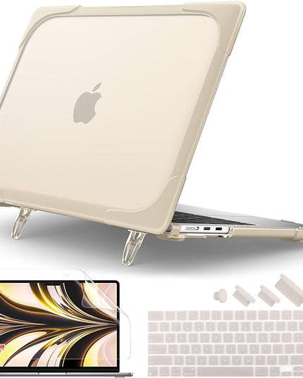Batianda for M4 MacBook Air 13.6 inch Case 2025 2024 2022 Release Model A3240 A2681(M2) A3113(M3), Heavy Duty Shockproof Protective Hard Shell with Fold Kickstand & Keyboard Cover, Khaki