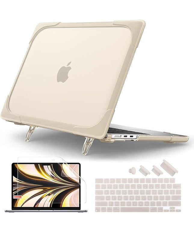 Batianda for M4 MacBook Air 13.6 inch Case 2025 2024 2022 Release Model A3240 A2681(M2) A3113(M3), Heavy Duty Shockproof Protective Hard Shell with Fold Kickstand & Keyboard Cover, Khaki