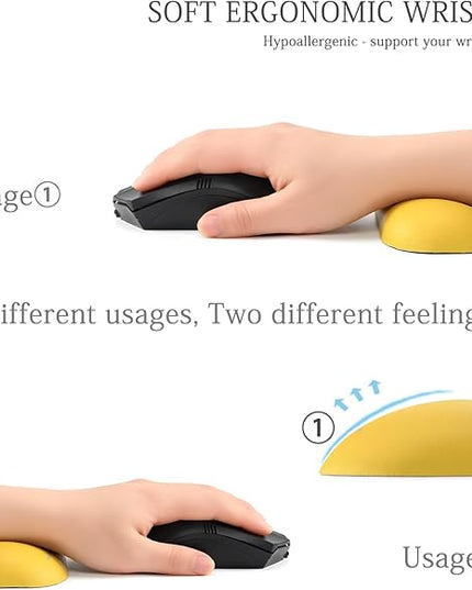 UnivoColors Design-Wave Wrist Rest, Artificial Sheepskin+Memory Foam+Ergonomic+Anti-Slip Gel, Resilience Support During Work and Gaming,Mouse Accessory,Yellow,N