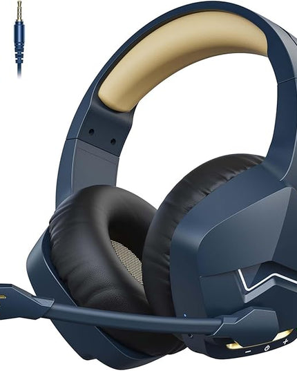 BINNUNE 2.4GHz Wireless Gaming Headset, Bluetooth 5.3 Gaming Headphones with Noise Canceling Mic, 120H Ultra-Long Battery, 50mm Drivers, Multi-Platform for PC / PS5 /PS4/ Switch/Mobile, Gold