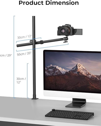 SMALLRIG Camera Desk Mount, Overhead Camera Arm Stand for Desk with 360° Ball Head,for DSLR Cameras, Cell Phones, Lights, Microphones