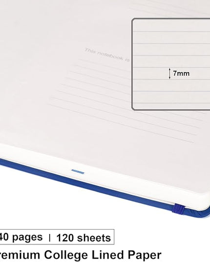 Comix Lined Journal Notebook for Women Men, Journaling Notebooks for Office School Home, 240 Pages, 5.5" x 8.3", College Ruled, A5, Hardcover, Navy Blue