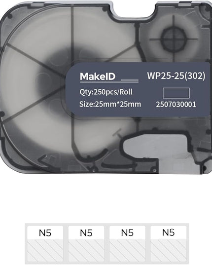 MakeID P31S&P31 Self-Laminating Wire Wrap for Electrical&Datacom Cable, Integrated PE Labels with Ribbon Cartridge for P31S&P31 Industrial Label Maker, Pre-Sized