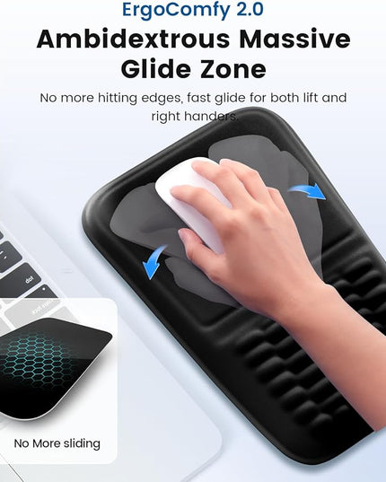 2-in-1 Keyboard & Mouse Wrist Rest Set – Ergonomic Pain-Relief Support, Memory Foam Wrist Cushion with 8° Slope & Massage Nubs, Non-Slip PU Base, Relieves Wrist Pain & Carpal Tunnel from Long Typing