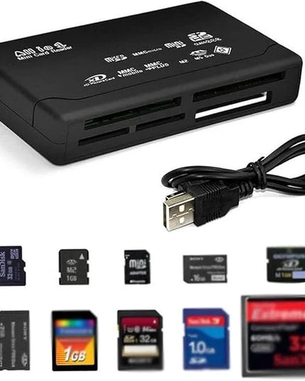 USB 2.0 All in One PC Memory Card Reader Adapter and Write Plug OSX Windows Chrome Compatible for SD/MMC/SDHC/XD/M2/Memory Stick/Micro SD/CF/Pro&Duo Cards