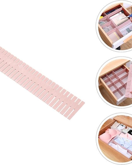 Veemoon Plastic Drawer Dividers DIY Long Plastic Shelf Dividers 37x7cm Pink 16 Pieces for Drawer Organization and Storage Rack, Classification Baffle for Home and Office Use
