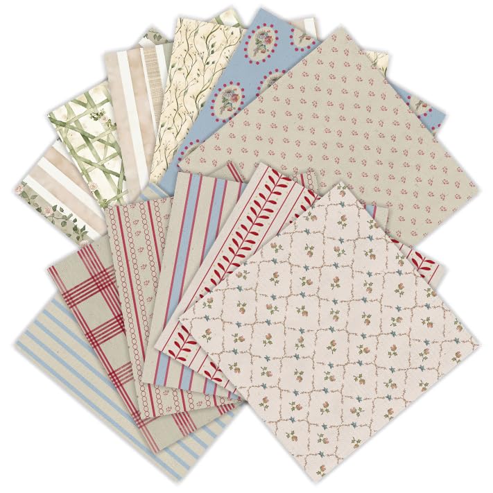 Jotlink 24 Sheets Vintage Stripe Scrapbook Paper Pad - 6x6 inch 160GSM Heavyweight Cardstock, Single-Sided Patterned Paper for DIY Crafts, Card Making, Photo Album, Art Journaling